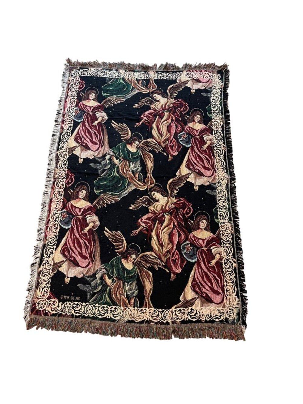 Goodwin Weavers Angelic Season Tapestry Throw Afghan Blanket 100% Cotton 46 x 67